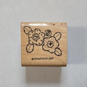 Stampin' Up!  1997 Wooden Stamp with Floral Pattern